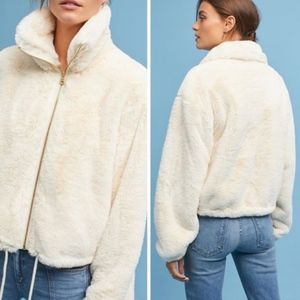 (NWT) Anthropologie White Faux Fur Cropped Jacket